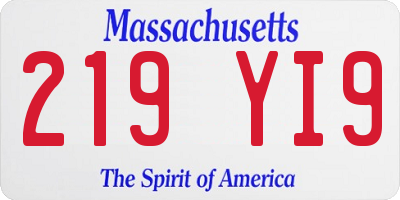 MA license plate 219YI9