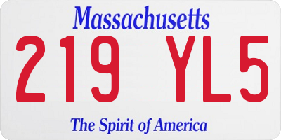 MA license plate 219YL5