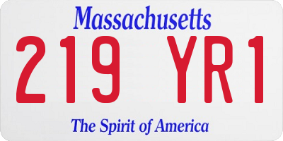 MA license plate 219YR1