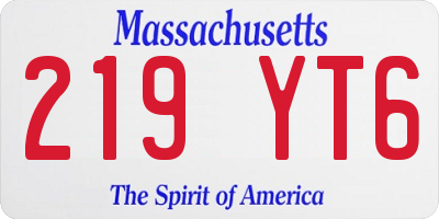 MA license plate 219YT6