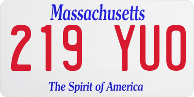 MA license plate 219YU0