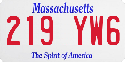 MA license plate 219YW6