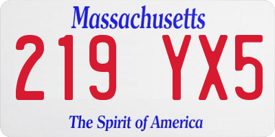 MA license plate 219YX5