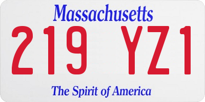 MA license plate 219YZ1