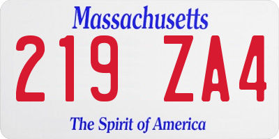 MA license plate 219ZA4