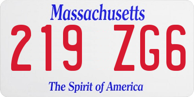 MA license plate 219ZG6