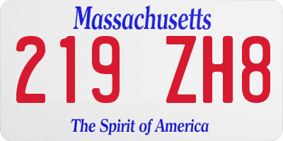 MA license plate 219ZH8