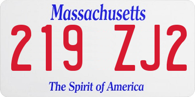MA license plate 219ZJ2
