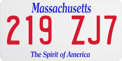 MA license plate 219ZJ7