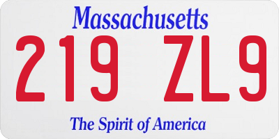 MA license plate 219ZL9