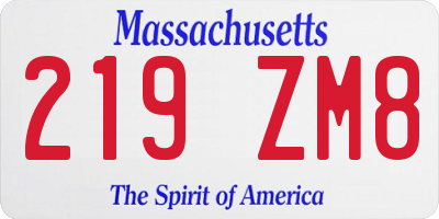 MA license plate 219ZM8