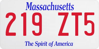 MA license plate 219ZT5