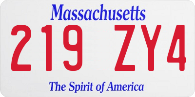 MA license plate 219ZY4