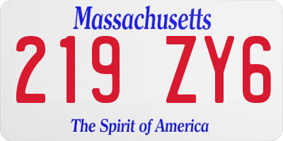 MA license plate 219ZY6