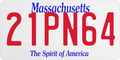 MA license plate 21PN64