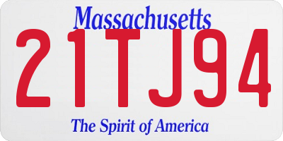 MA license plate 21TJ94