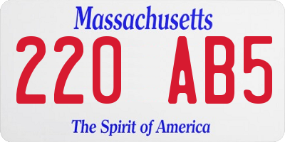 MA license plate 220AB5