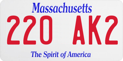 MA license plate 220AK2