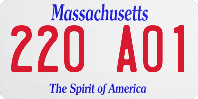 MA license plate 220AO1