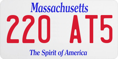 MA license plate 220AT5