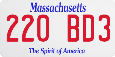 MA license plate 220BD3