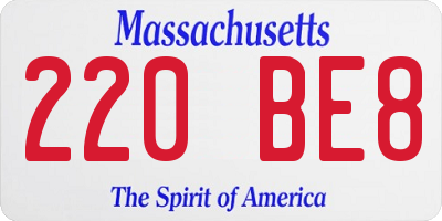 MA license plate 220BE8
