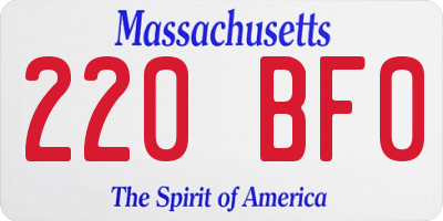 MA license plate 220BF0