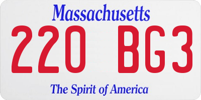 MA license plate 220BG3