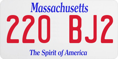 MA license plate 220BJ2