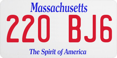 MA license plate 220BJ6