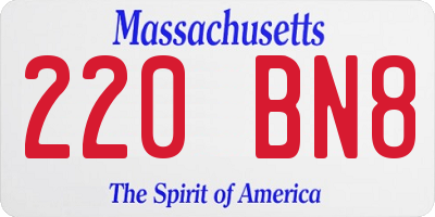 MA license plate 220BN8