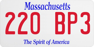 MA license plate 220BP3