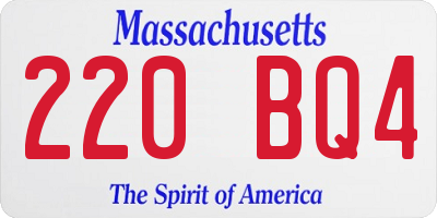 MA license plate 220BQ4