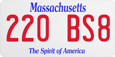 MA license plate 220BS8