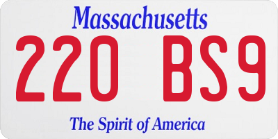 MA license plate 220BS9