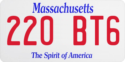 MA license plate 220BT6