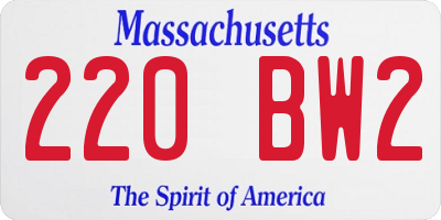 MA license plate 220BW2