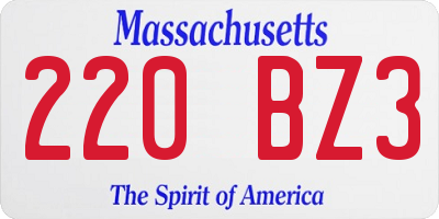 MA license plate 220BZ3