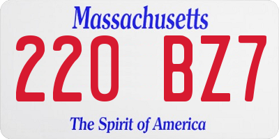 MA license plate 220BZ7