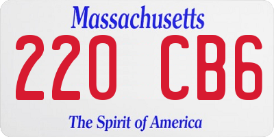 MA license plate 220CB6