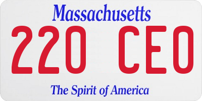 MA license plate 220CE0