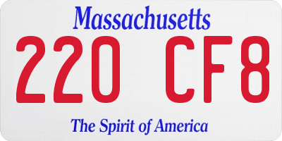MA license plate 220CF8