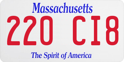 MA license plate 220CI8