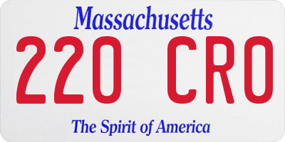 MA license plate 220CR0