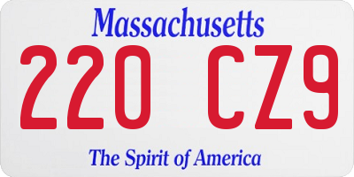 MA license plate 220CZ9