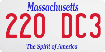 MA license plate 220DC3