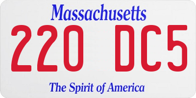 MA license plate 220DC5