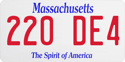 MA license plate 220DE4