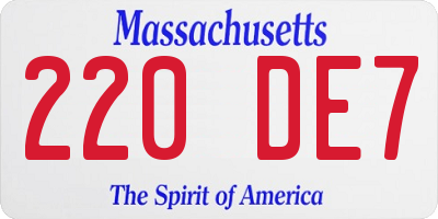 MA license plate 220DE7