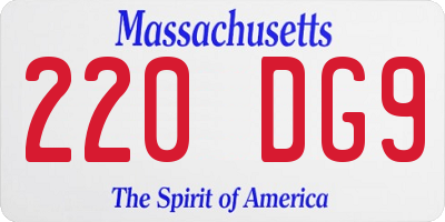 MA license plate 220DG9